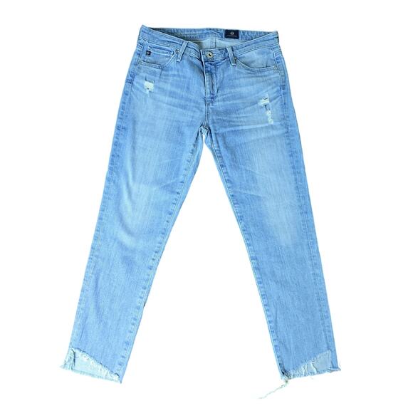 AG The Stevie Mid-Rise Skinny Cropped Jeans Distressed Ankle Length - Size 27 - Picture 1 of 9